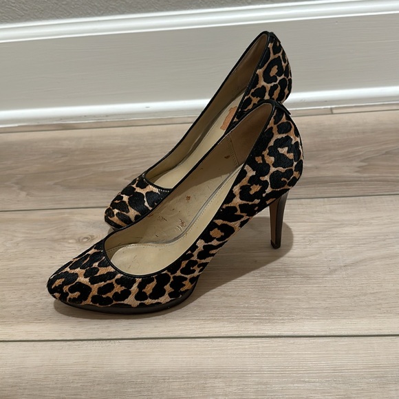 VGUC COACH New York Giovanna Calfhair Fur Hair Pointed High Heels Animal Print - Picture 3 of 11